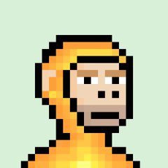 A pixel art illustration shows a man with orange hair and a beard wearing an orange outfit against a pale green background.