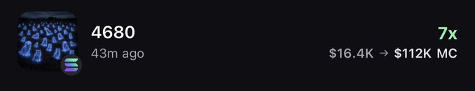 A digital marketplace listing showing item number 4680 with a 7x multiplier, priced from $16.4K increasing to $112K MC, posted 43 minutes ago.