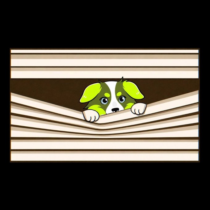 A cartoon puppy peeks out from the layers of a hollowed-out book, evoking a sense of discovery or hidden value, which ties into the post's theme of the $ROBDOG team burning their dev wallet to strengthen community trust and fuel speculation of a FLOKI-style rally.