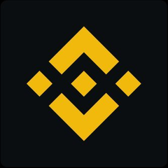 Binance cryptocurrency logo in gold/yellow on a black square background.