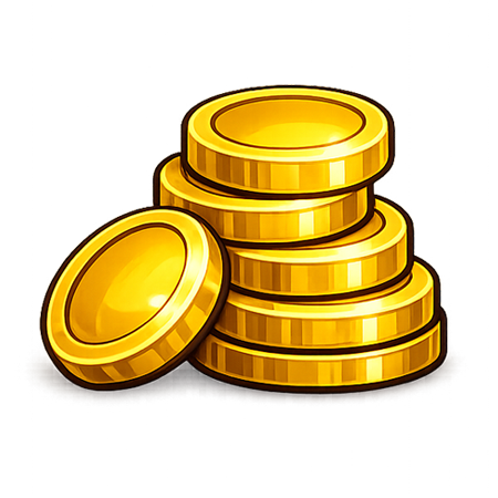 A stack of golden coins representing the in-game currency transaction where 500 Gold was sold for $365.00 USD (45.53K $KINS) on the Kintara marketplace, with the gold coins visually symbolizing the "Gold" being traded.