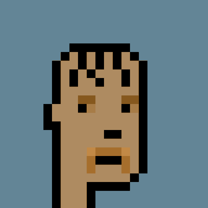 A pixelated, blocky portrait of a Cryptopunk character with an orange beard and dark hair is displayed against a gray-blue background, representing CryptoPunk #2724, which was purchased for 32 ETH (approximately $60,231 USD).