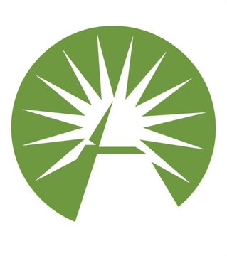 The image shows a green logo with a stylized sunburst or star shape behind a triangular form, creating a fragmented "A". This could be a generic financial or investment-related graphic accompanying the news that Fidelity purchased over $23 million worth of $BTC.