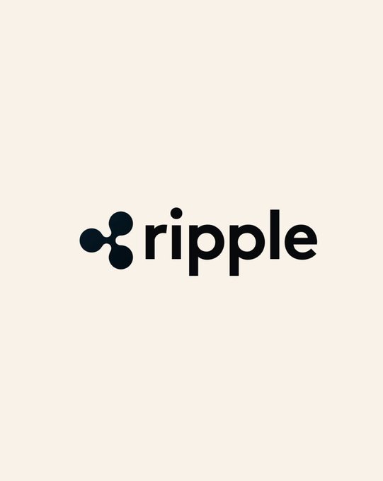 The black 'ripple' cryptocurrency logo is displayed on a light beige background.
