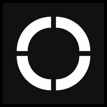 A minimalist black icon featuring a white circular crosshair/target symbol composed of four segmented arcs.