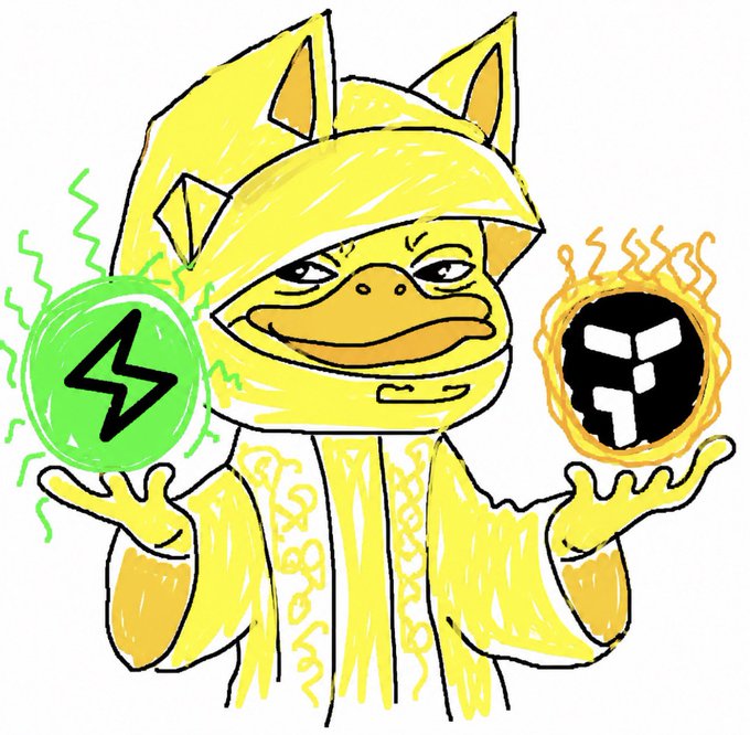 The image depicts a whimsical cartoon character dressed as a wizard wearing a yellow robe and holding two power balls. The character appears to be a duck, giving off a playful and imaginative vibe. The caption below the image provides information about an online trading program that offers members access to different tiers based on active trading of coffee cards. This post encourages users to explore what the program has to offer and possibly integrate their existing coffee card spendings into the trading system to earn extra rewards, such as bronze, silver, or gold tiers.
