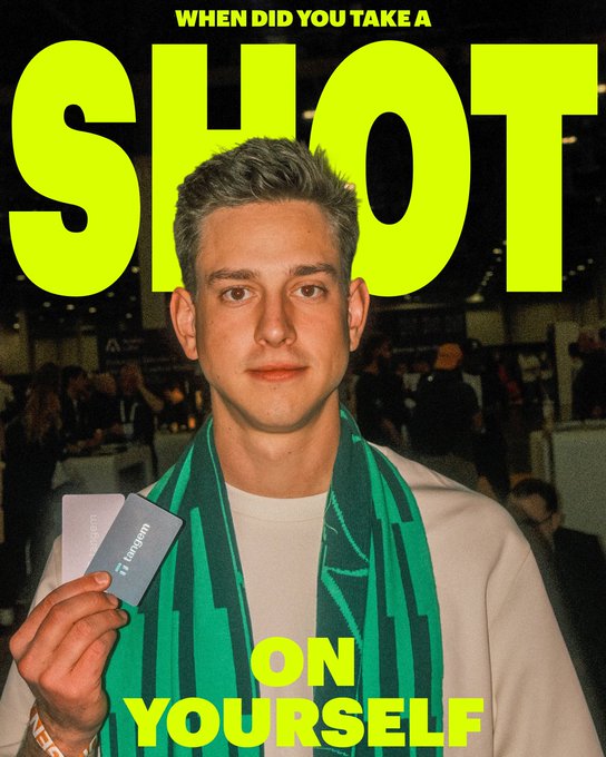 urn of a man holding a green and white striped scarf, with the text "SHOT ON YOUTH" above his head.