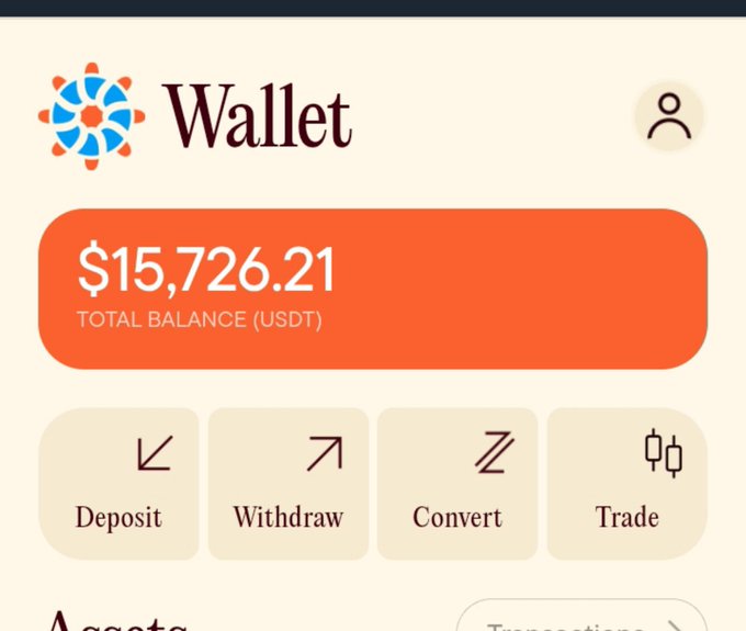 The image shows a wallet dashboard displaying a total balance of $15,726.21 USDT, with options to Deposit, Withdraw, Convert, and Trade. While the post is soliciting Solana wallet addresses for a $50 USDC giveaway, this image does not depict a Solana wallet—it shows a generic USDT balance interface that could be used to receive tokens, making it tangentially relevant but not specific to the giveaway's request for a Solana address.