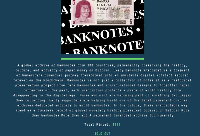 The image features a post that talks about owning a BankNotes coin from Nicaragua. The post includes an image of a BankNotes coin, which has been described as a "digital tribute" to the country's history. The text in the post also mentions Bitcoin, suggesting that there might be some connection between the two coins or themes.