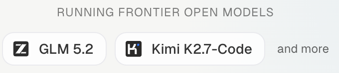 The image shows a computer program interface that displays two different lists of information related to running frontier open models (GLM 5.1, and GLM 5.2) and Kimi K2-7-code. The text on the list appears in black letters against a gray background, making it easy to read and understand. This post seems to be discussing updates or new features for these models.