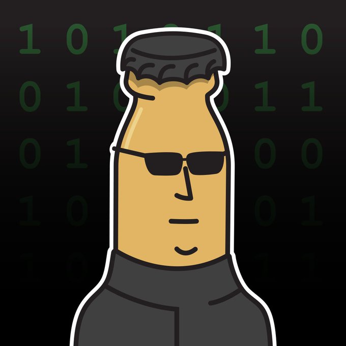 A stylized cartoon character with sunglasses and slicked-back hair stands against a dark background filled with green binary code (0s and 1s), evoking a hacker or crypto aesthetic that ties into the "Filtered Gang" announcement about launching on Robinhood Chain. The website "filteredgang.com" is referenced in the post for whitelist opportunities.