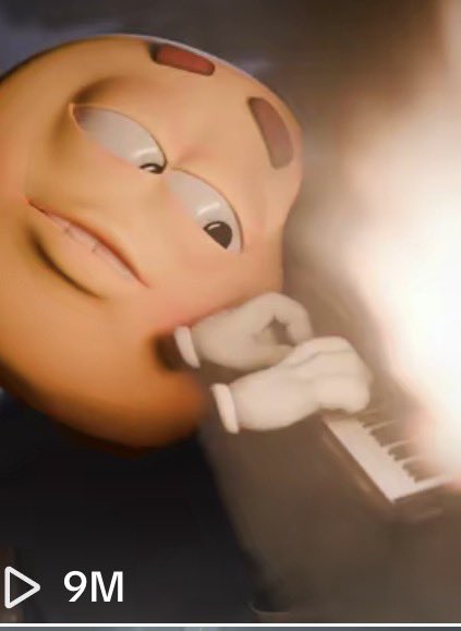A 3D animated character with large eyes and a smug expression plays a keyboard, accompanied by the text "9M" indicating views, which aligns with the post highlighting the $JOE animation's viral success with over 12 million views across social media platforms.