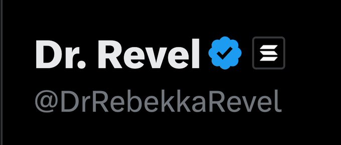 A profile banner on a black background displays the name 'Dr. Revel' with a blue verification checkmark and a Threads icon, along with the handle '@DrRebekkkaRevel'.