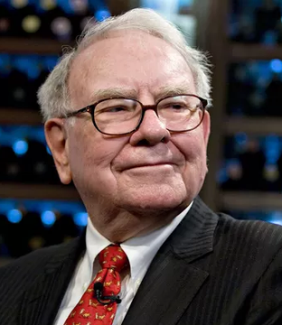 Warren Buffett, wearing glasses, a dark suit, and a red patterned tie, is shown in a close-up portrait, likely from a televised interview setting. The image accompanies a post discussing how Berkshire Hathaway's massive $365 billion cash position under Buffett has underperformed compared to Bitcoin's recent surge, questioning whether traditional cash holdings remain the safer investment choice.