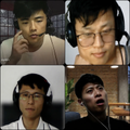 A collage of four photos showing young men wearing headsets, likely streamers or content creators.