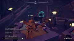 A first-person view inside a futuristic OthersideMeta metaverse chamber shows two player avatars standing before a glowing circular portal, with a chat overlay on the left side of the screen—capturing the moment the user encountered the strange NFT Otter behavior in an HV-MTL Assembly.