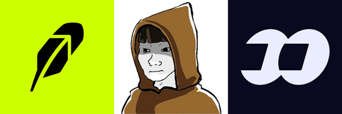 The image shows a "HOODIE" meme token logo featuring a hooded figure, with the Robinhood feather logo on the left and the Fomo app logo on the right, promoting the $HOODIE memecoin launch on the Fomo Chain with contract address 0xc72c01aab5f5678dc1d6f5c6d2b417d91d402ba3.
