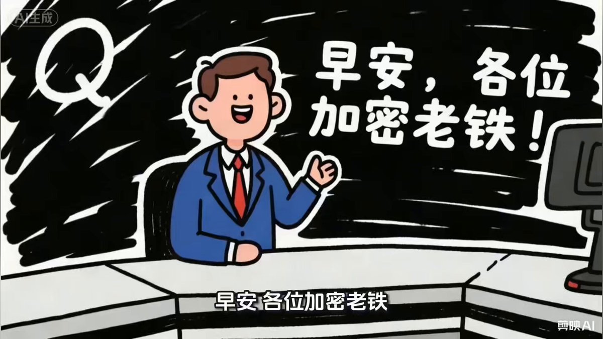 The image features an illustration of a man sitting behind a desk, wearing a suit and tie. The man appears to be giving a speech or presentation, with his hand raised as if he's emphasizing something important. In the background, there are two computer monitors displaying text in Chinese characters that read "Q" followed by "U". This suggests that the image is related to a news article or post about cryptocurrency and its impact on the financial markets. The man sitting behind the desk could be an expert or commentator discussing the current state of Bitcoin and other cryptocurrencies, as well as their potential implications for the global economy.