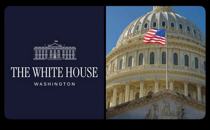 The image features a closeup of the White House, with an American flag flying atop it. The photo also includes a caption that reads "The White House" and "The Washington", indicating its location or association with the United States government. The caption further states that the bill is expected to be approved in the next 10 days, suggesting a positive economic forecast for cryptocurrency enthusiasts.