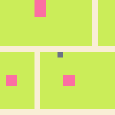 The image features a green background with pink squares scattered throughout, creating an interesting pattern. The squares are of varying sizes and positions, giving the impression that they are floating or randomly placed across the image. There are no discernible texts present in the image, but the focus on the arrangement of these shapes suggests that it might be related to a post or some form of digital content.