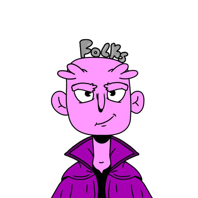 A digital illustration depicts a character with pink skin wearing a purple jacket, featuring the name "Boo" written on his forehead.