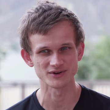 A young man with tousled brown hair and striking blue eyes is shown in a close-up portrait, wearing a black t-shirt with a softly blurred outdoor background behind him. The image likely depicts Vitalik Buterin, co-founder of Ethereum, whose statement accompanies this photo discussing Ethereum's upcoming significant protocol upgrade.