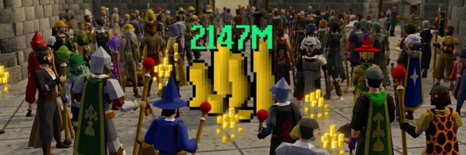 A crowd of low-poly characters gathers in a medieval-style courtyard around a glowing pixelated rocket emblem overlaid with the green text "2147M," which serves as the banner image for the Solana token $2147M on Moby.