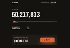 A screenshot of a crypto wallet interface showing a BURNZY token balance of 50,217,813 with a value of 0.1982 ETH and a claim amount of 0.0004 ETH.