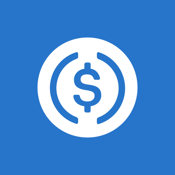 A blue icon featuring a white circle containing a dollar sign flanked by two curved brackets, resembling a stylized coin or financial symbol.