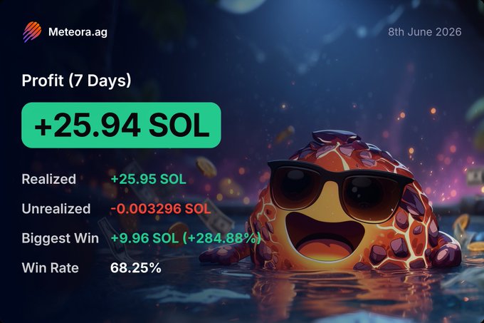The image features a cartoon character wearing sunglasses and a hat that has the text "profit 7 days" written above it. The character appears to be floating or swimming in water with a large amount of money, symbolizing financial success. Below this, there is a list of numbers representing the profits made from the character's appearances on various platforms.