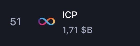 A dark screen displaying a score of '51' next to an ICP logo with a market cap of '1,71 $B'.