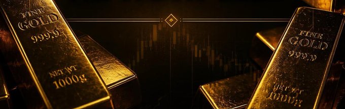 Gold bars labeled 'FINE GOLD 999.9 NET WT 1000 g' displayed against a dark background with stock chart imagery, suggesting gold investment or trading.