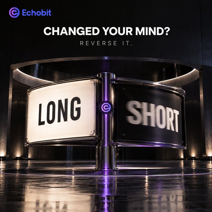 An advertisement for Echobit featuring a spinning sign reading 'LONG' and 'SHORT' with the tagline 'CHANGED YOUR MIND? REVERSE IT.'