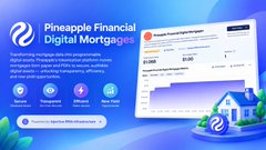 A promotional banner for Pineapple Financial Digital Mortgages featuring their logo, benefits, and a call-to-action button.