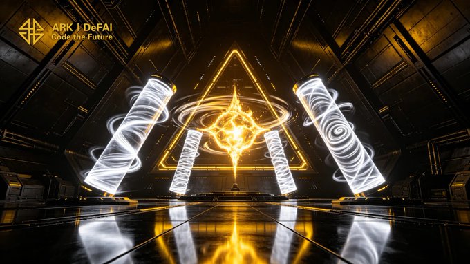 The image features an ARK J DF AI app advertisement with a futuristic setting of a room filled with neon lights and a triangle-shaped object that appears to be glowing yellow. The text "ARK J DF AI" is displayed, indicating the app's name or theme. The focus on what is in the image and how it relates to the post suggests that the ARK J DF AI app could be related to futuristic technology, artificial intelligence, or a virtual reality experience. It might also be an advertisement for a new product or service within the ARK J DF AI ecosystem.