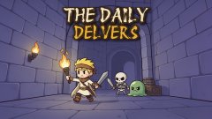 A logo or game thumbnail titled 'THE DAILY DELVERS' shows a cartoon knight holding a torch in a dungeon setting.