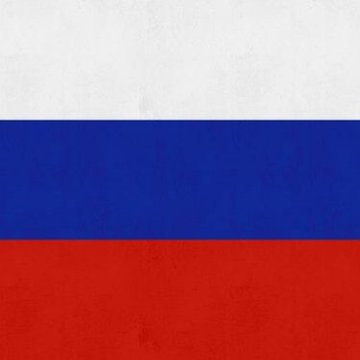 The flag of Russia, featuring three horizontal stripes in white, blue, and red.