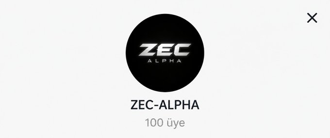 A profile icon and header for 'ZEC-ALPHA' showing '100 üye' (members) in what appears to be a Discord or community server interface.