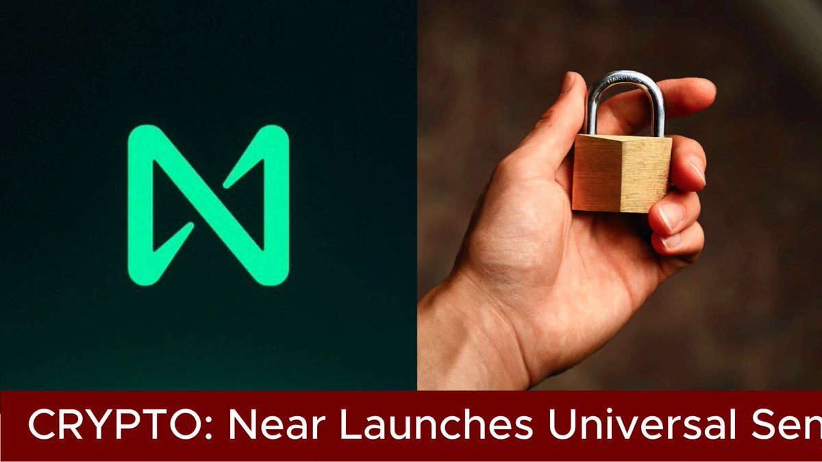 The image features a hand holding a wooden padlock, which has a green "N" logo on top of it. Below this, there's text that reads "Crypto: Near Launches Universal Ser." This suggests that the image might be related to Cryptocurrency or blockchain technology in some way. The phrase "Near Launches Universal Ser" could potentially refer to a new cryptocurrency or blockchain project being developed and launched soon.