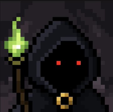 A pixel art grim reaper figure with glowing red eyes, a hooded black robe, and a golden emblem holds a green-flame staff against a dark stone background. The ominous death imagery serves as a stark visual metaphor for the "cannibalization" and short-term pain of liquidity rotation mentioned in the post about new token launches.