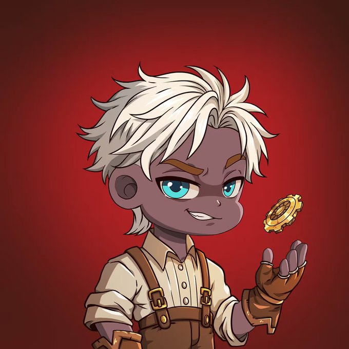 The image features a cartoon character, presumably of a young boy or girl, wearing a white shirt with brown suspenders. The child is holding a golden coin in their hand and appears to be smiling. In the corner of the image, there is text that says "Just copped a VELCORIANS to officially join the @V3LCOR3 family. Fully trusting the vision @0xRohitz is cooking up". This suggests that the character might be participating in some sort of event or activity related to the #V3LCOR3 account, where their followers have decided to trust them with this information and make a claim for themselves on social media platforms such as Twitter.