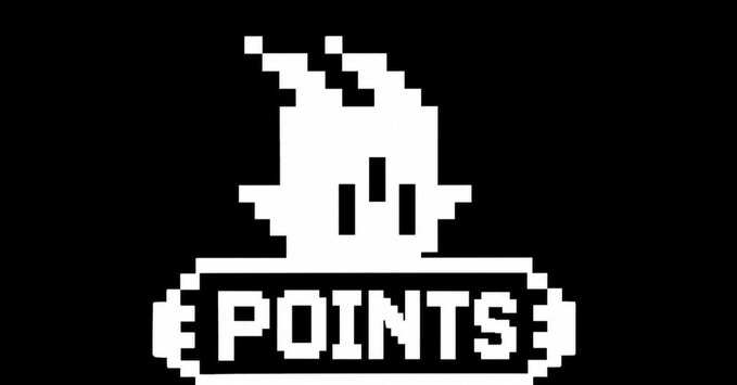 A pixelated white ghost sits atop a banner reading "POINTS" against a black background, with the accompanying text promoting a "250 points" whitelist reward at brokergod.io/points. The retro arcade-style ghost imagery reinforces the gaming/points-collecting theme of the whitelist campaign.