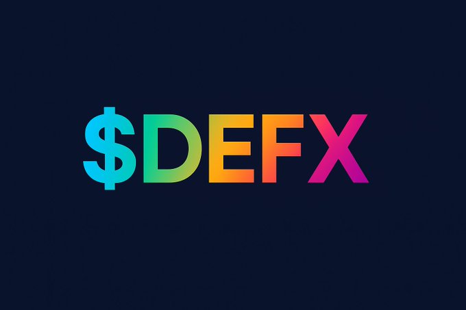 The image features the colorful ticker symbol "$DEFX," visually representing the digital asset infrastructure mentioned in the text about building the rails for tokenized assets and stablecoins.
