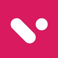 A pink/magenta square logo with white abstract figure-eight or infinity-like shapes, appearing to be the Frontly or similar brand logo.