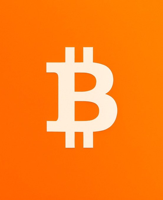 The Bitcoin (₿) logo is displayed in a pale cream color against a solid orange background, visually representing the cryptocurrency's price recovery milestone of $87,000 mentioned in the post.