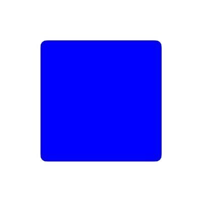 A simple blue square with rounded corners on a white background.