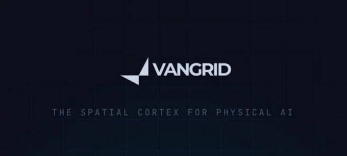 Logo of VANGRID with the tagline 'THE SPATIAL CORTEX FOR PHYSICAL AI' displayed on a dark grid background.