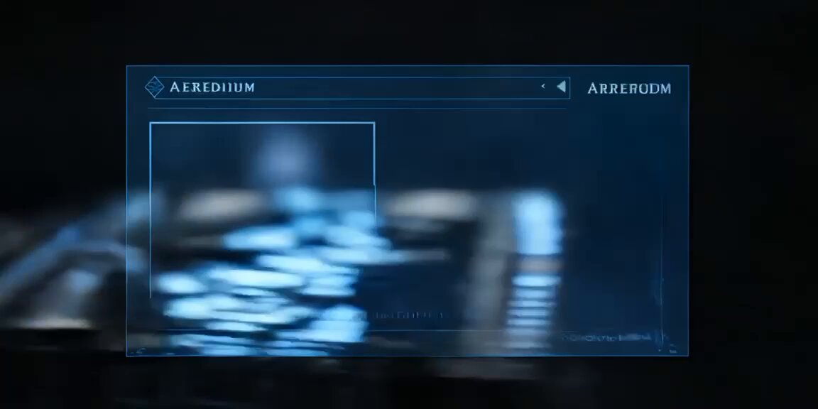 The image shows a blue square with white text that says "AEREDIUM" at the top. Below this, there are two lines of text that read "Trust is no longer enough... AEREDIUM verifies before execution - so every transaction is backed by proof, not assumption." The background of the image is black and blurry.