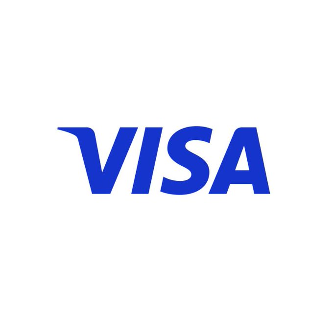 The classic blue Visa logo centered on a plain white background.