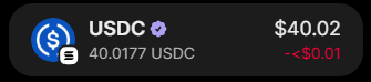 A digital display showing the address '400177 USDC' repeated in different orientations against a dark background.